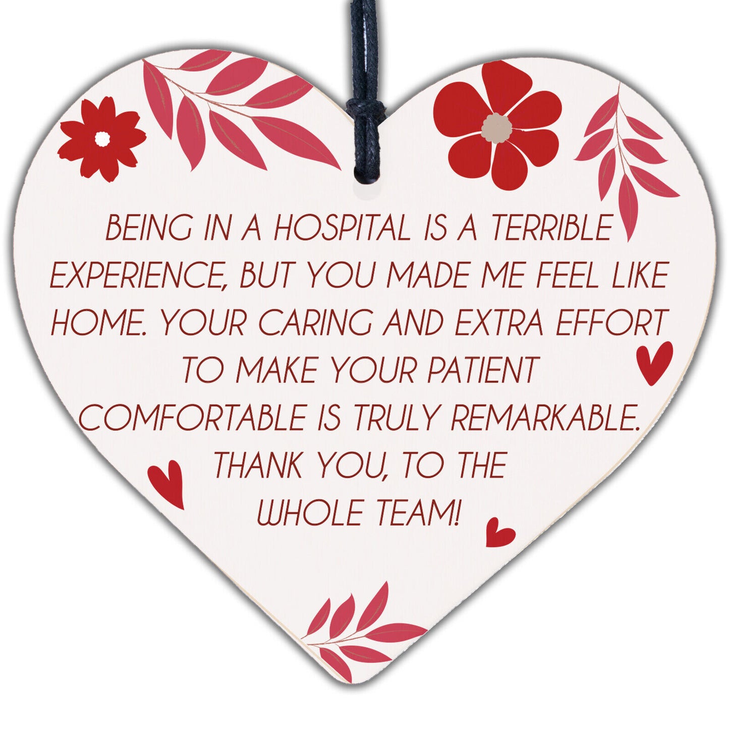 All Is Well Now Doctors & Nurses Thank You Wooden Heart Plaque Hospital Gift