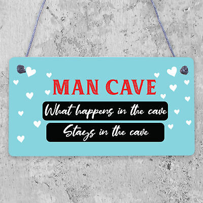 Man Cave Novelty Wooden Hanging Plaque Funny Boyfriend Husband Son Sign Gift