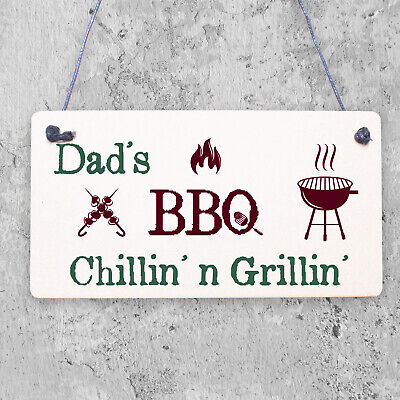 Dad's BBQ Hanging Plaque Grill Shed Man Cave Fathers Day Sign Gift Cooking Chef