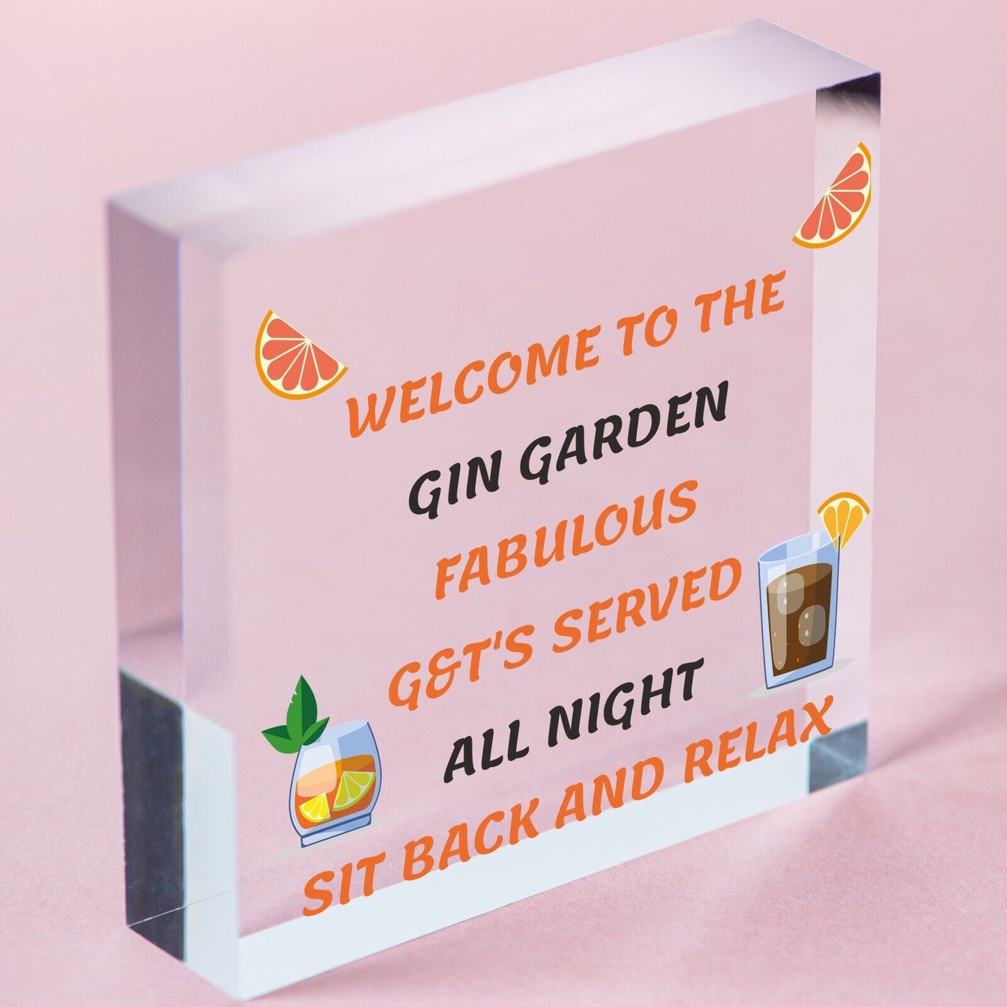 Welcome To The Gin Garden Hanging Home Bar Pub Sign Gift For Her