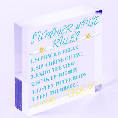 Summer House Rules Hanging Garden Shed Sign Home Decor Sign For Garden