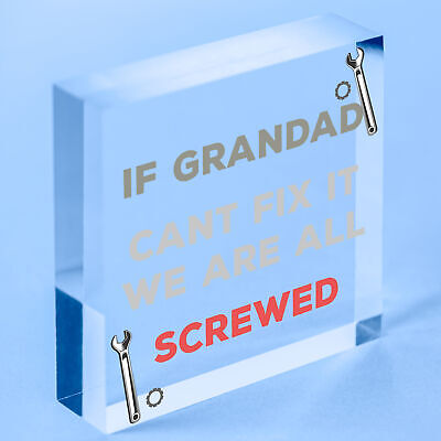 Grandad Fix It Screwed Man Cave Garage Shed Hanging Plaque Dad Grandad Gift Sign