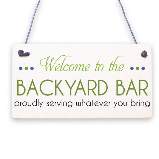 Backyard Bar Garden Hanging Plaque Alcohol Man Cave Vintage Beer Gin Shed Sign