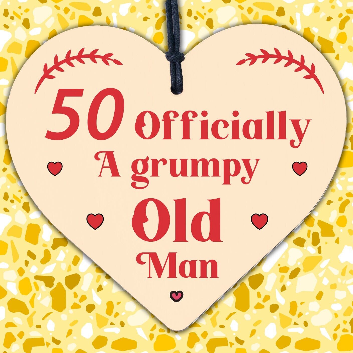 Rude 50th Birthday Funny Wooden Heart Birthday Gift For Dad Uncle Gift For Him