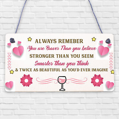 Stronger Inspirational Wall Plaque Friendship Gifts Quote Heart Friend Love Sign