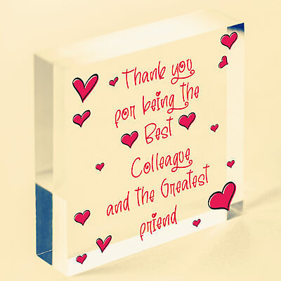 Thank You Wood Heart Plaque Friendship Gift For Colleague Friend New Job Present