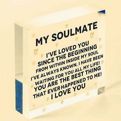 Soulmate Gifts For Him Her Plaque Anniversary Gift Wife Husband Boy Girl Friend