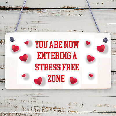 Stress Free Zone Hanging Garden Home Decor Sign Home Bar Bedroom Signs