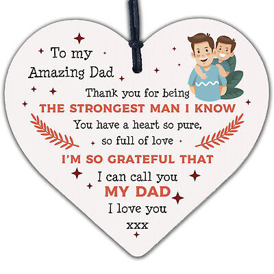 Dad Gifts Hanging Wood Heart Birthday Fathers Day Gift For Dad From Daughter Son