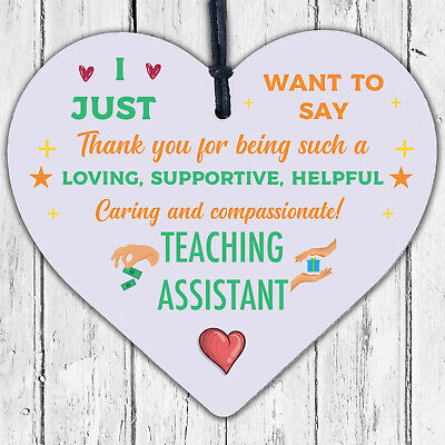 Teaching Assistant Thank You Gift Wood Heart Teacher Nursery Leaving School Gift