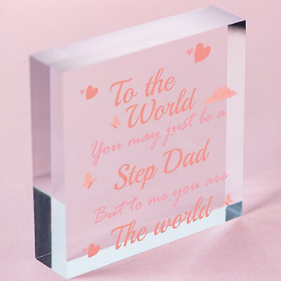 Step Dad Daddy Gifts Christmas Birthday Wooden Heart Plaque Sign Gift Keepsake