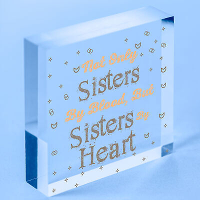 Sisters By Heart Wooden Hanging Heart Shaped Best Sister Plaque Love Gift Sign