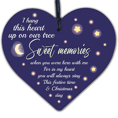 Christmas Tree Memorial Wood Heart Decoration Mum Dad Memorial Sign Plaque Gift