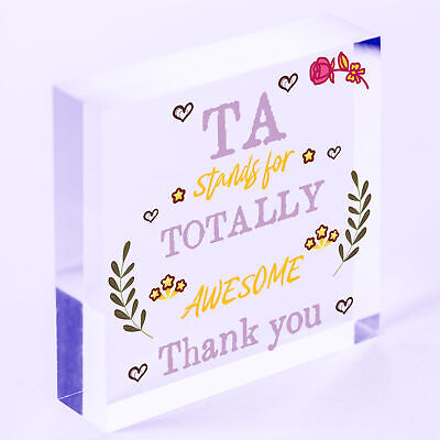 TA Teaching Assistant Thank You Gifts Wooden Heart Plaque Teacher Leaving Gift