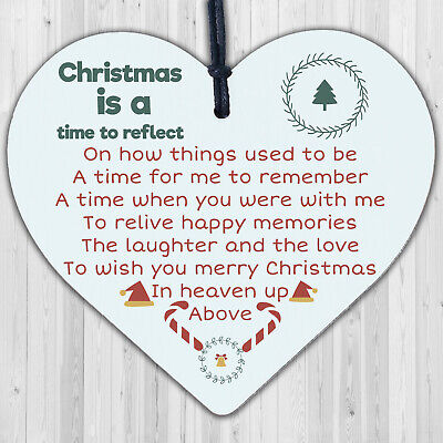 Memorial Christmas Decoration MUM DAD NAN Grandad Hanging Wooden Heart Bauble