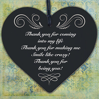 Thank You Gift For Husband Wife Boyfriend Girlfriend Wood Heart Love Plaque