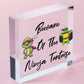 Beware Of The Ninja Tortoise Hanging Plaque Reptile Tank Door Gate Sign Garden