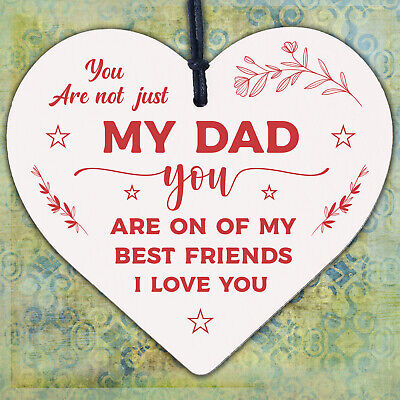 Dad Best Friend Fathers Day Wooden Heart Hanging Wall Sign Gift For Dad Daddy