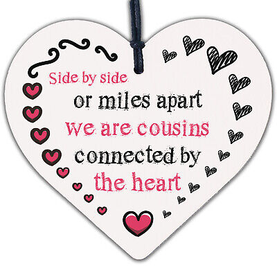 Cousin Birthday Gift Wooden Heart Chic Plaque Keepsake Family Friendship Sign