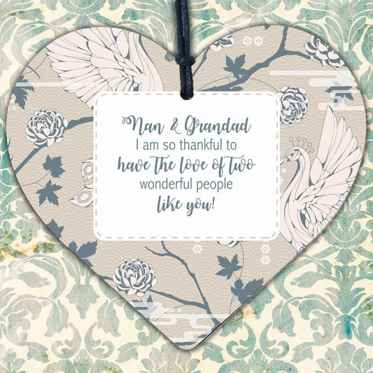 Birthday Christmas Gift For Nan And Grandad Wood Heart Thank You Gift Keepsake