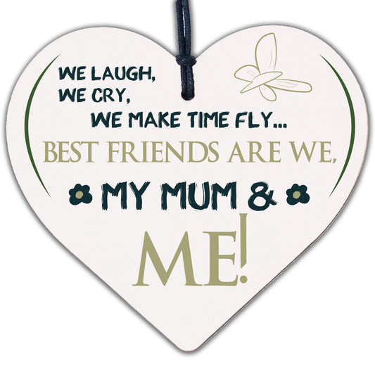 Best Friends My Mum & Me Wooden Hanging Heart Plaque Mothers Love Plaque Gift