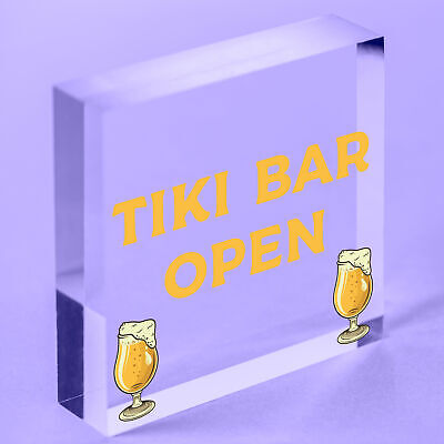 Tiki Bar Open Hanging Bar Plaque Beer Cocktail Beach Decoration Sign Friend GIFT