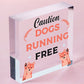 Caution Beware Dogs Running Free Dog Warning Sign Security Garden Plaque