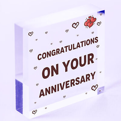 Congratulations On Your Anniversary Wooden Hanging Heart Plaque Love Gift Sign