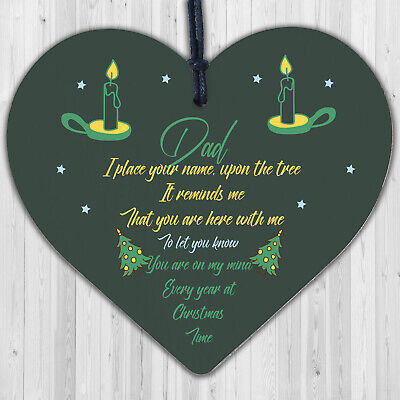 DAD Memorial Christmas Tree Bauble Handmade Wood Hanging Heart Decoration Sign