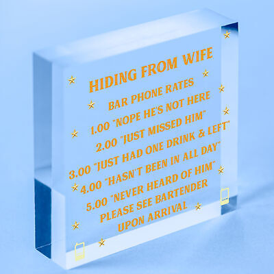 Gifts For Him Funny Man Cave Hiding From Wife Sign Pub Bar Plaque Dad Birthday