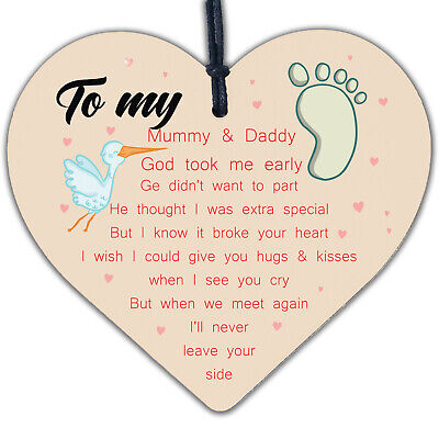 Baby Memorial Gifts Card Wooden Heart Lost Baby Memorial Daughter Son Plaques