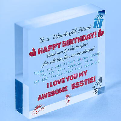 Friendship Best Friend Plaque Happy Birthday Heart Gift Mum Colleague Thank You