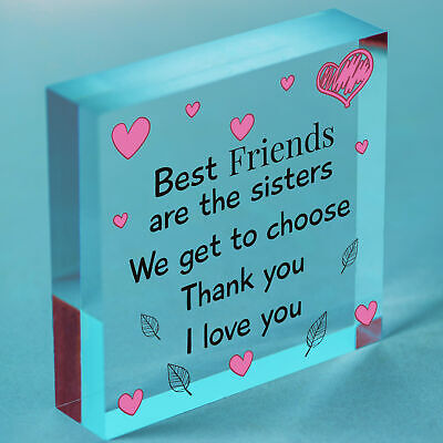 Best Friend Sister Friendship Gifts Wood Heart Birthday Christmas Thank You Gift