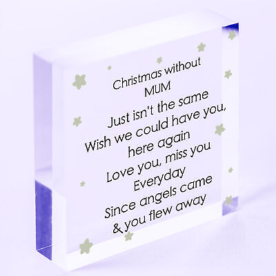 Memorial Plaque For Mum Dad Nan Grandad Hanging Heart Christmas Tree Decoration