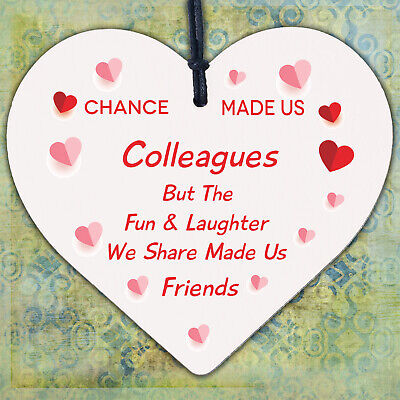 Colleagues Fun and Laughter Novelty Wooden Hanging Heart Leaving Gift Plaque