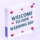 Welcome To Our Wedding Day Hanging Decor Plaque Guest Entrance Greeting Sign