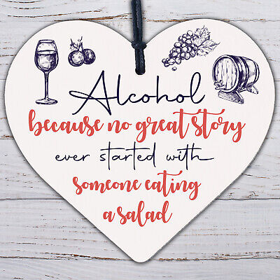 Alcohol Great Stories Novelty Hanging Plaque Friendship Sign Funny Joke Gift