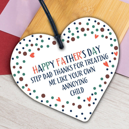 Step Dad Fathers Day Gifts Wooden Heart Funny Fathers Day Card Gift For Step Dad