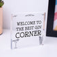 Best Gin Corner Sign Shabby Chic Home Bar Garden Shed Sign Alcohol Gin Gift