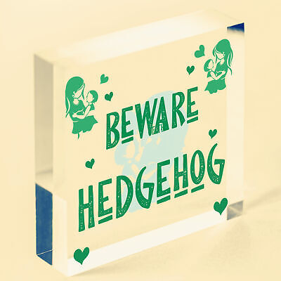 Beware Of The Hedgehog Novelty Wooden Hanging Shabby Chic Plaque Animal Sign