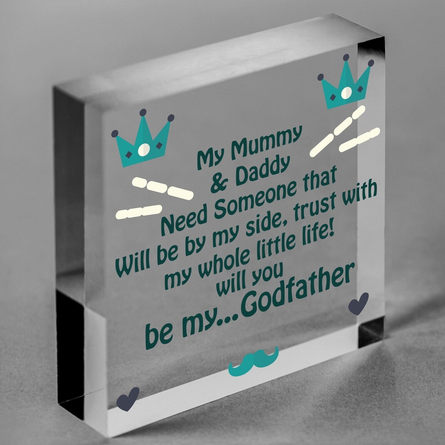 Will You Be My Godfather Heart Plaque Goddaughter Godson Christening Asking Gift