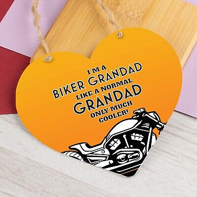 Biker Grandad Hanging Heart Plaque Sign Funny Motorcycle Gift Cool GRANDADS