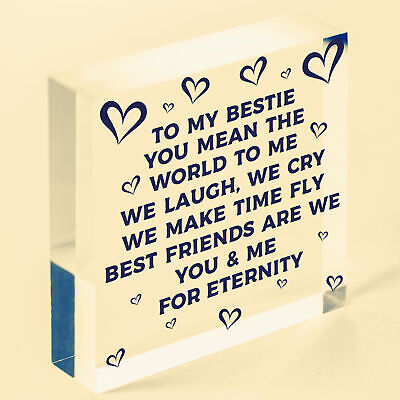 Bestie Ornament Present Bestie Friendship Plaque Wooden Heart THANK YOU Gift