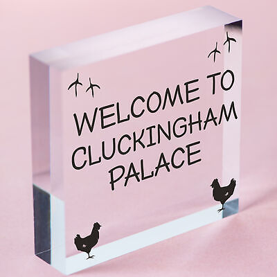 Welcome To Cluckingham Palace Novelty Garden Hanging Plaque Chicken Hen Sign