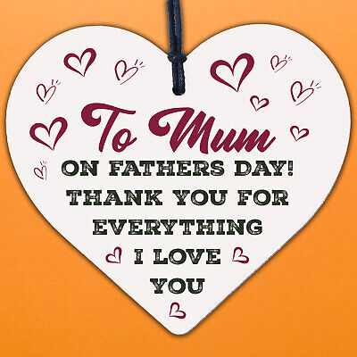 Fathers Day Card For Mum Novelty Wooden Heart Gift For Mum Funny Mum Dad Gift