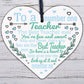 Teacher Gift Wooden Heart Number One Teacher Assistant Thank You Leaving Gift