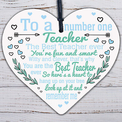 Teacher Gift Wooden Heart Number One Teacher Assistant Thank You Leaving Gift