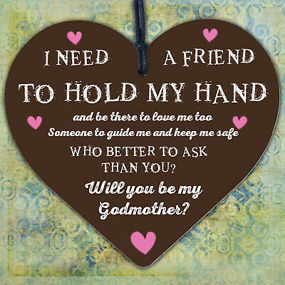 Will You Be My Godmother Gift For Friend Wooden Heart Godparent Asking Gifts