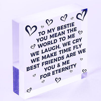 Bestie Ornament Present Bestie Friendship Plaque Wooden Heart THANK YOU Gift