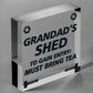 Grandads Shed Must Bring Tea Novelty Wooden Hanging Plaque Garage Sign Gift